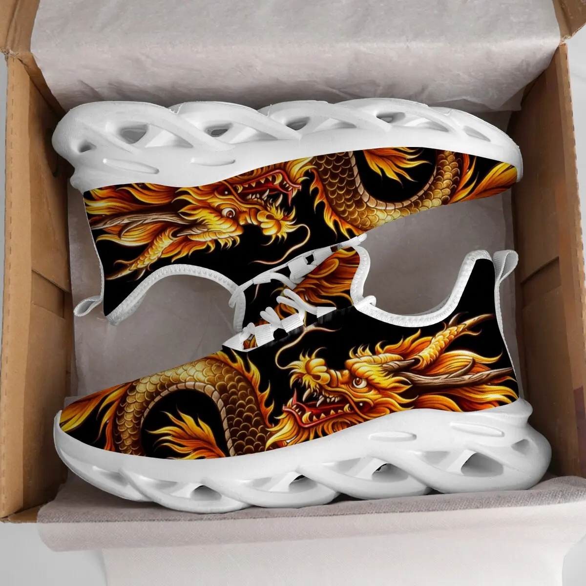 Breathable Mesh Athletic Shoes - Dragon Graphics Sneakers Men Mesh Breathable