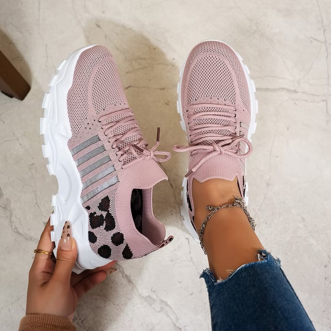 Women's Spring Autumn Knitted  - Knit Fabric Lace Up Sneakers review and price