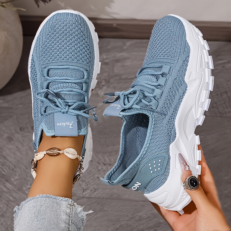 Breathable Knit Sneakers Fashi - Knit Fabric Lace Up Sneakers review and price