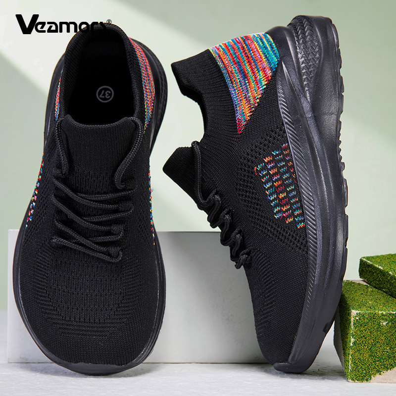 Breathable Mesh Sock Sneakers  - Knit Fabric Lace Up Sneakers review and price